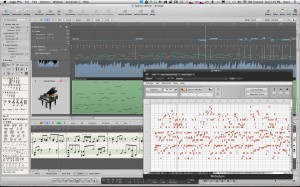 logic with arrange, score, and melodyne windows